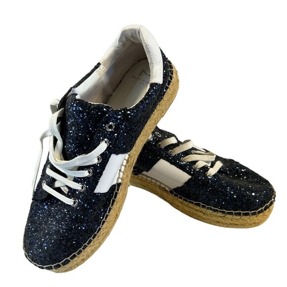 Marc Fisher Shoes - Marc Fisher Womens Navy Glitter Espadrille Sneakers Size 9.5M